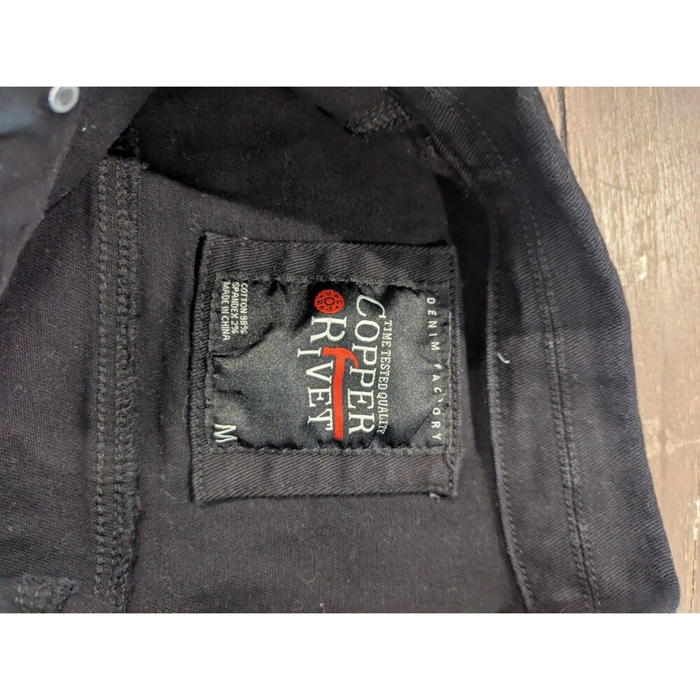 Copper Rivet Men's Distrssed Riped Denim Jacket Medium Black - Picture 7 of 7